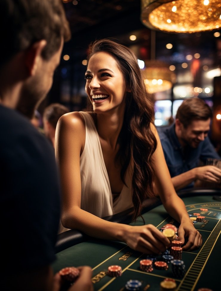 Live-dealer studio with multiple cameras showing baccarat table on mobile screen
